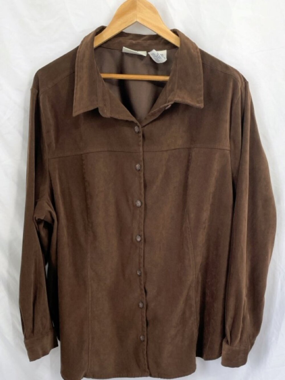 Vintage 1990s White Stag Spandex/Polyester Brown Long Sleeve Button Up